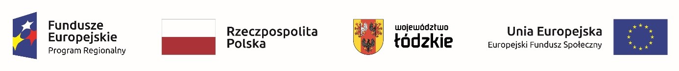 Zestaw logotypów fundusze europejskie Rzeczpospolita Polska województwo łódzkie Unia Europejska