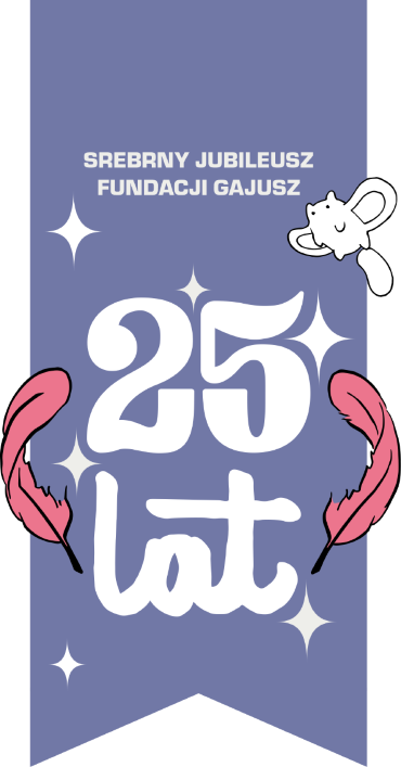 25 lat logo balu fioletowe z piórkami