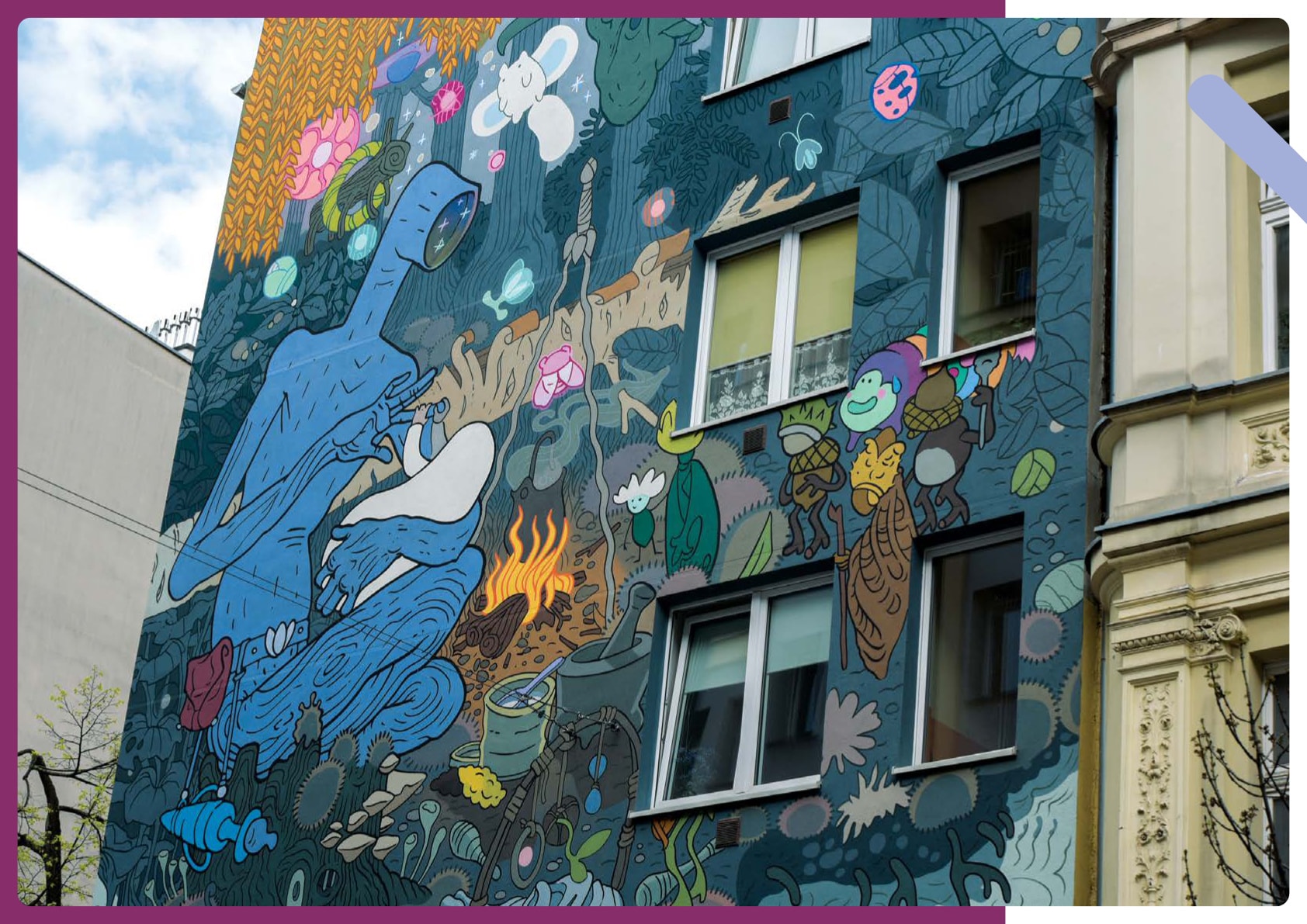 Odsłonięcie muralu w Warszawie malunek na ścianie budynku raport2023