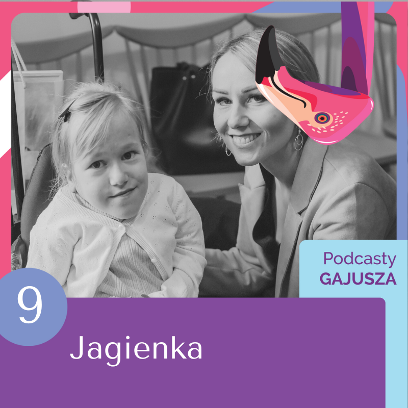 Okładka audiobooka „Jagienka” – Jagienka na wózku i jej mama pozują do zdjęcia.